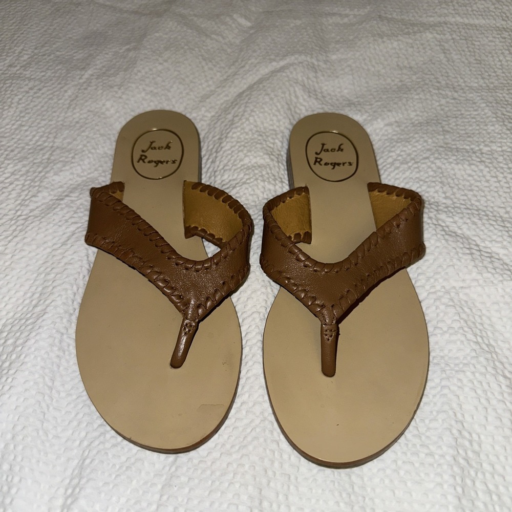 Jack Rogers Brown Megan Thong Sandals Size 6